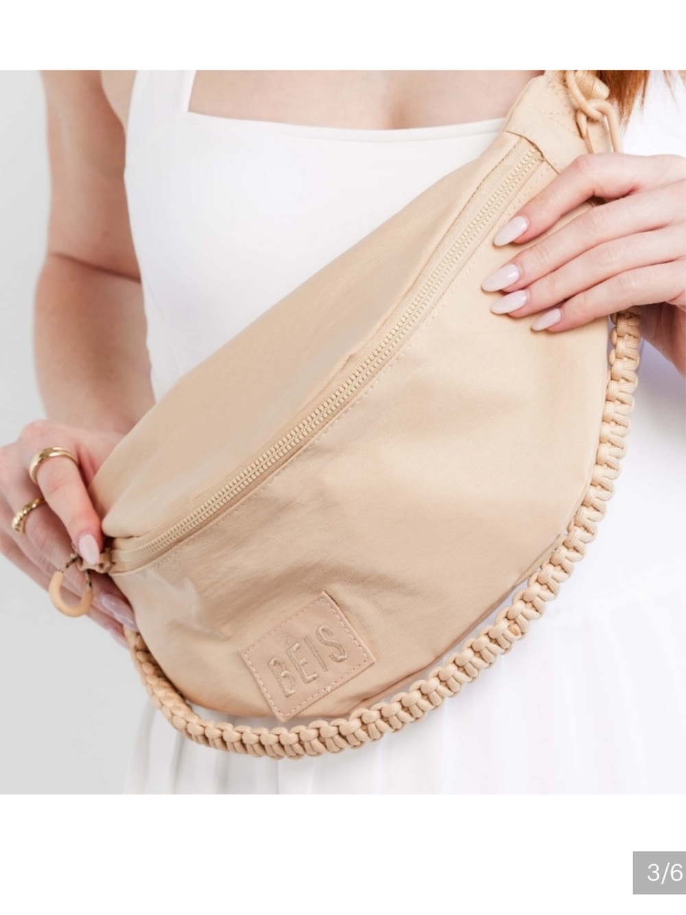 BEIS Beige Braided Crossbody Fanny Pack